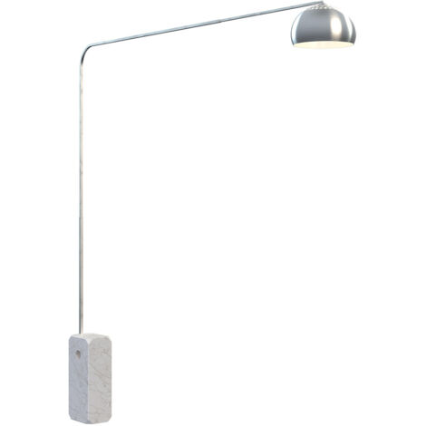 Piantana Contemporanea Corner Marmo Bianco Metallo Cromo 1 Luce E27