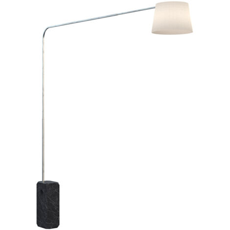 Piantana Contemporanea Corner Marmo Nero Diffusore Tessuto Bianco 1 Luce E27