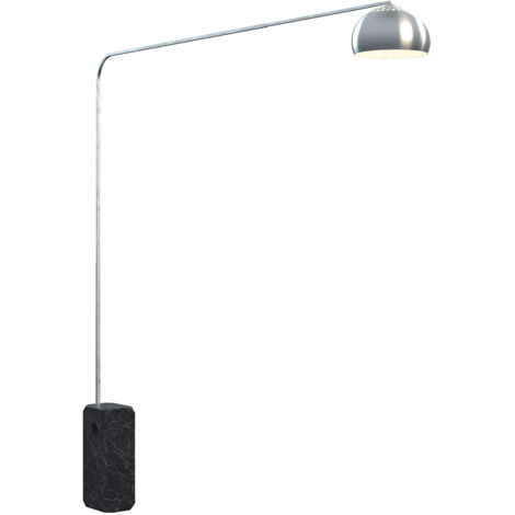 Piantana Contemporanea Corner Marmo Nero Metallo Cromo 1 Luce E27