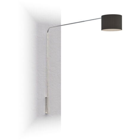 Piantana Contemporanea Corner Metallo Cromo Tessuto Nero 1 Luce E27