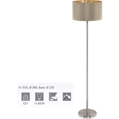 Piantana Contemporanea Maserlo Acciaio Nichel Satinato Tortora 1 Luce E27 Ip20