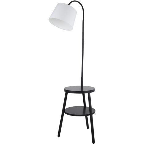 Piantana Contemporaneo Cresta Acciaio Bianco Legno Nero 1 Luce E27