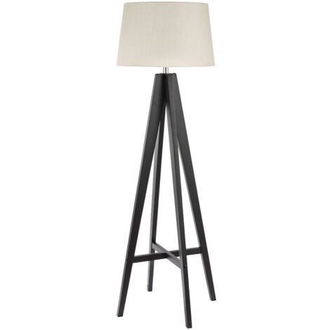 Piantana Contemporaneo Easel Legno Marrone Tessuto 1 Luce E27