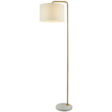 Piantana Contemporaneo Gallow Marmo Bianco Metallo Oro Tessuto Bianco 1 Luce E27