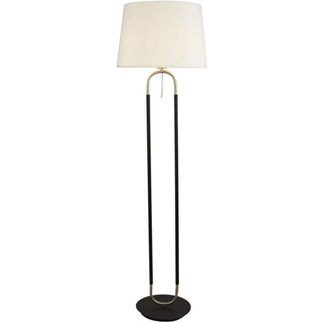 Piantana Contemporaneo Jazz Acciaio Nero Tessuto Argento 1 Luce E27