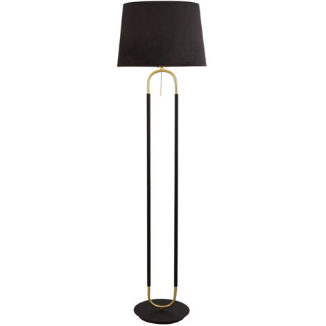 Piantana Contemporaneo Jazz Acciaio Nero Tessuto Ottone 1 Luce E27