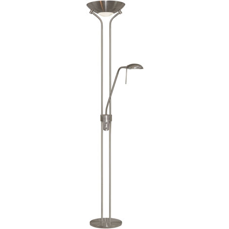 Piantana Contemporaneo Mother Child Acciaio Argento Vetro Trasparente 1 Luce R7S