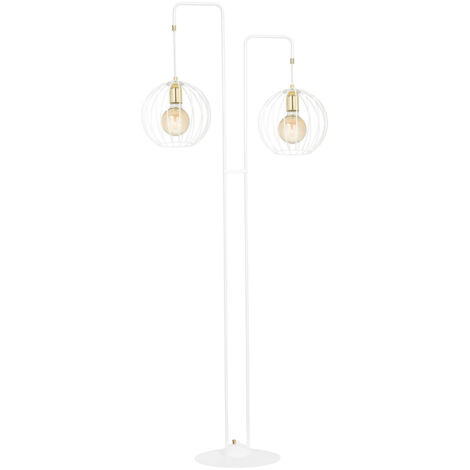 Piantana Contemporaneo Omoikane Acciaio Bianco 2 Luci E27 Ip20