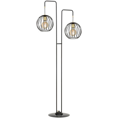 Piantana Contemporaneo Omoikane Acciaio Nero 2 Luci E27 Ip20