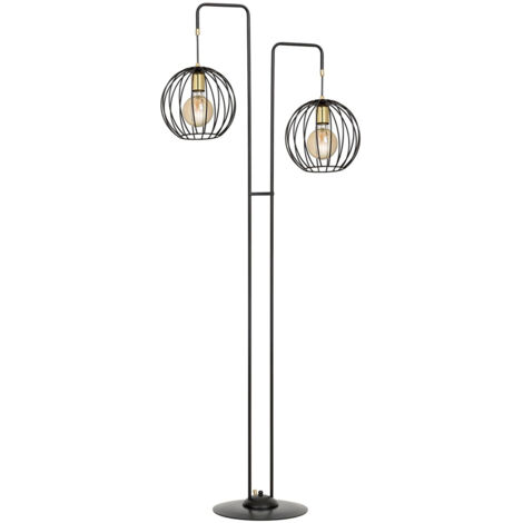 Piantana Contemporaneo Omoikane Acciaio Nero 2 Luci E27 Ip20