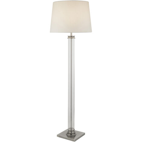 Piantana Contemporaneo Pedestal Acciaio Argento Vetro Bianco 1 Luce E27