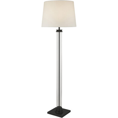 Piantana Contemporaneo Pedestal Acciaio Nero Vetro Bianco 1 Luce E27