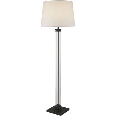 Piantana Contemporaneo Pedestal Acciaio Nero Vetro Bianco 1 Luce E27