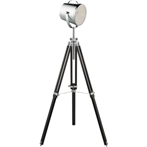 Piantana Contemporaneo Studio Acciaio Cromo Nero 1 Luce E27