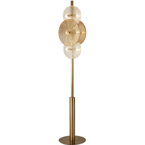 Piantana Contemporaneo Wagon Wheel Acciaio Adjustable Vetro 6 Luci G9