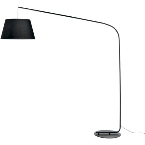 "Piantana curva ENJOY in metallo nero con paralume in tessuto 180 cm."