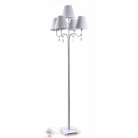 Piantana da terra lampada shabby 5 luci bianca cm 155