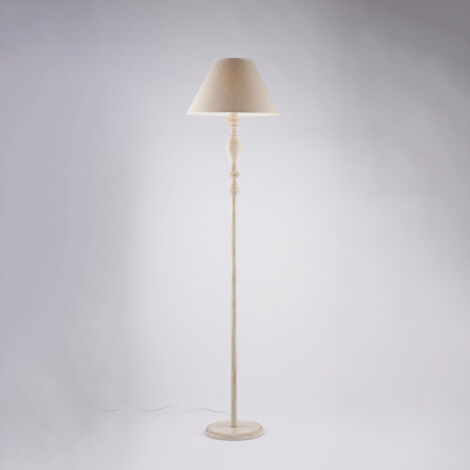 Piantana in legno e ferro bianco e tortora 1 luce H.183 - Ø45