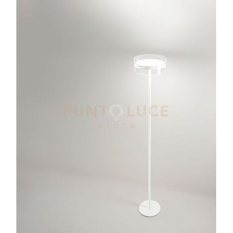 Piantana in metallo colore bianco diffusore in vetro a LED 20W 1600LM - 3000K biemissione dimmerabile