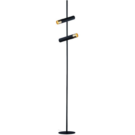 Piantana Industrial-Nordico Cilindro Acciaio Nero Oro Led 3,5W 3000K