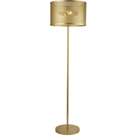 Piantana Industrial-Nordico Rete Acciaio Oro 2 Luci E27