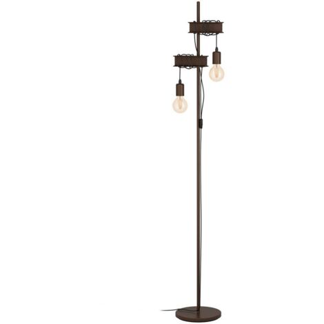 Piantana Industrial Townshend 4 2 Luci Acciaio Marrone Invecchiato E Nero