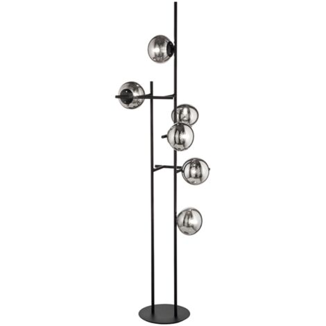 Piantana JEWEL in metallo Nero e diffusore in vetro Fume' H166 cm