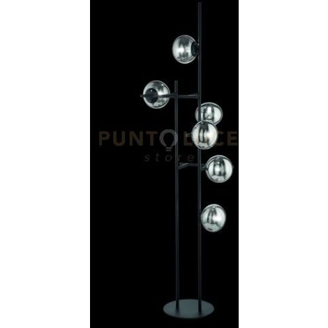 PIANTANA JEWEL NERO 6 LUCI ATTACCO E14 VETRO FUME' VETRI D.15CM H.166CM