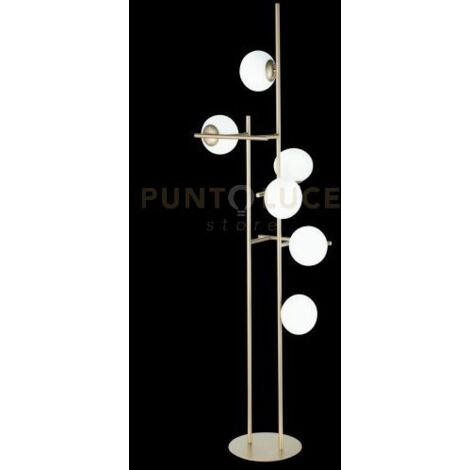 PIANTANA JEWEL ORO 6 LUCI ATTACCO E14 VETRO BIANCO SATINATO VETRI D.15CM H.166CM