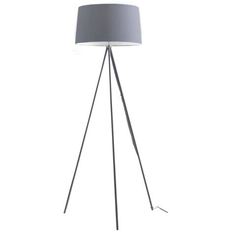 "Piantana MARILYN in metallo grigio con paralume in cotone"