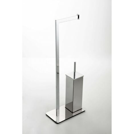 Piantana Bagno Acciaio Inox.Piantana Minimal Da Bagno Cromata Con Porta Rotolo E Scopino Combinato 009 Cromo