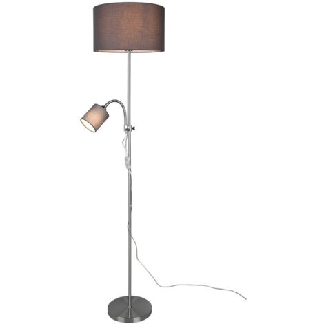 Piantana Moderna con Lampada Lettura e 2 Paralumi Acciaio Owen GD Trio