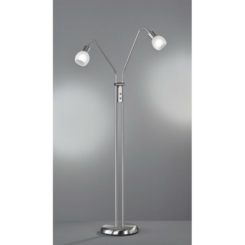 Image of Iperbriko - Piantana Nichel e Vetro Bianco 2xE14 H125 cm Antibes Trio Lighting