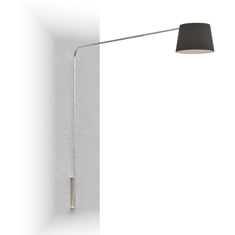 Image of Piantana parete arco moderna top light corner 1189 b7 e27 led metallo lampada parete braccio cono, paralume nero
