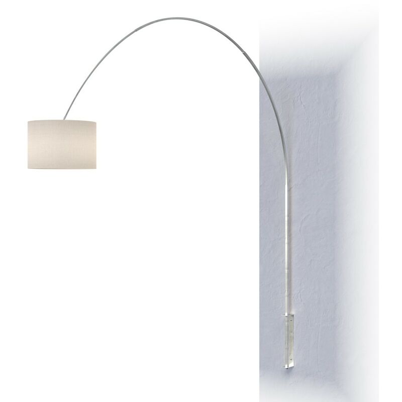 Image of Piantana parete arco moderna top light turning 1187 b7 e27 led metallo tessuto lampada braccio parete, paralume bianco