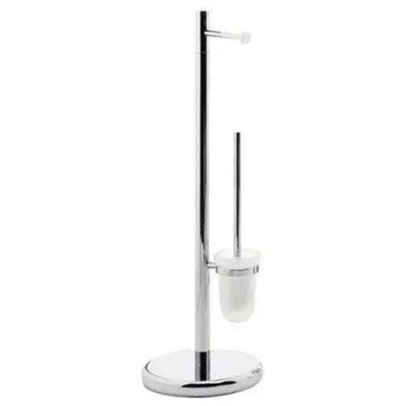 273213 -TRACY COLONNINA PORTAROTOLO E SCOPINO WC, METALLO CROMATO E VETRO
