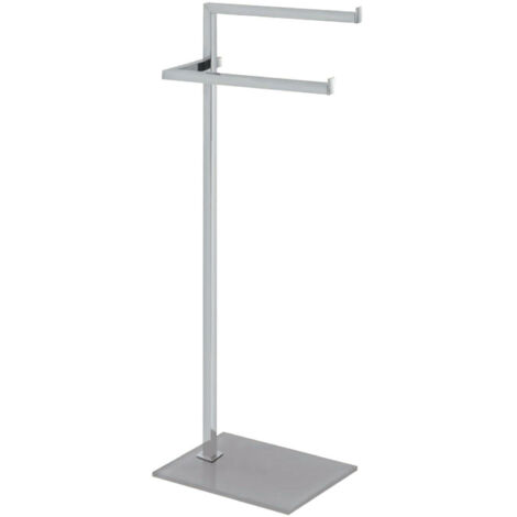 PIANTANA PORTA ASCIUGAMANI BAGNO DOPPIA ACCIAIO BASE VETRO TORTORA 20x28xh86,5cm