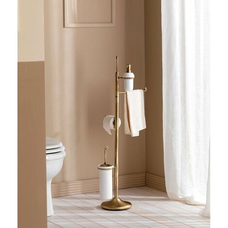 Piantana WC porta asciugamani rotolo scopino ottone bronzato doppio nodo