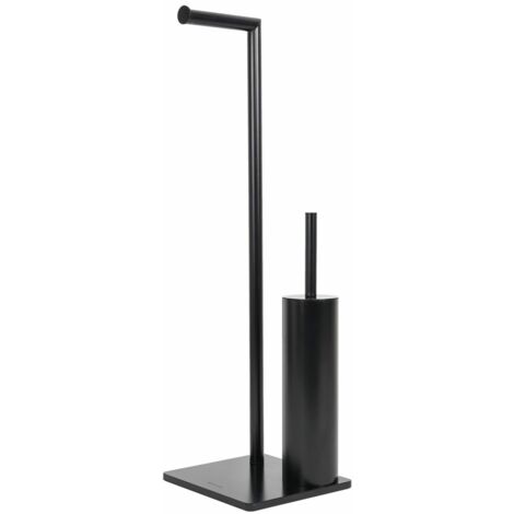 Piantana Porta Rotolo e Scopino da Bagno Wc Nero Opaco Zero Black