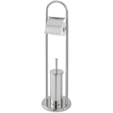 FERIDRAS Piantana Portarotolo e Portascopino in Acciaio Cromato, H: 80 cm