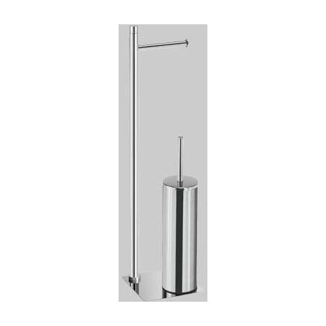 PIANTANA PORTAROTOLO E SCOPINO WC TRILLY  Cromato L.14 X P.14 X H.63 cm     GEDY