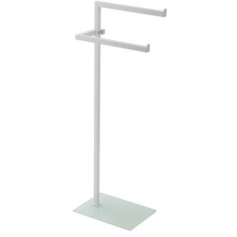 Piantana portasciugamani bianca in acciaio con base in vetro temperato 20x86,5x28 cm Feridras