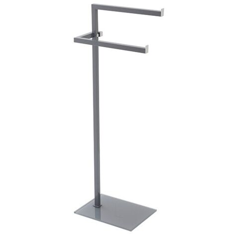 Piantana portasciugamani grigia in acciaio con base in vetro temperato 20x86,5x28 cm Feridras