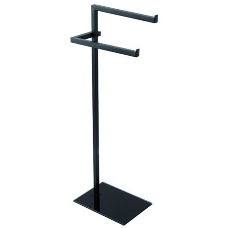 Piantana portasciugamani nera in acciaio con base in vetro temperato 20x86,5x28 cm Feridras