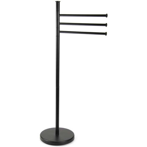 Piantana Portasciugamani Parigi da Bagno 3 Bracci in Metallo Nero 20 x 83 cm