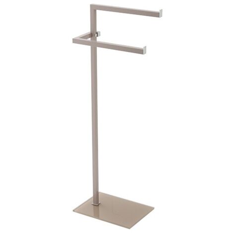 Piantana portasciugamani tortora in acciaio con base in vetro temperato 20x86,5x28 cm Feridras
