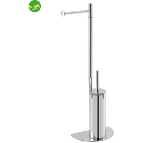 FERIDRAS PIANTANA PORTASCOPINO E PORTAROTOLO IN ACCIAIO CROMATO CON BASE SALVASPAZIO