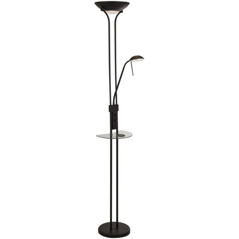 Piantana Senza Fili Acciaio Nero Policarbonato Trasparente Led 22,4W 3000K