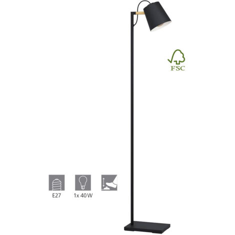 Piantana Vintage Lacey Acciaio Nero 1 Luce E27