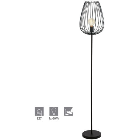 Piantana Vintage Newtown Acciaio Nero 1 Luce E27